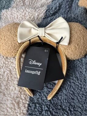 Loungefly Kids Cream Minnie Ear Headband with Bow